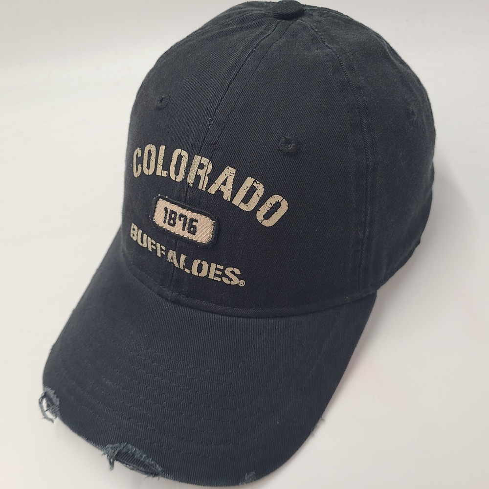 Colorado Buffaloes Hat Strapback Signatures Black Beige NCAA 1876 Distressed Men